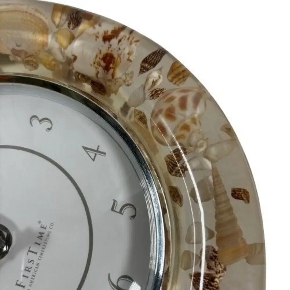 Vintage Sands of Time Lucite Wall Clock Sea Shell Seashell Seaside Beach House